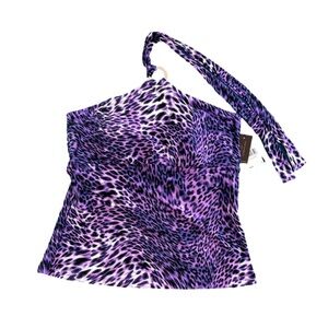 NWT Dana Buchman Swim Tankini Top purple leopard size 14